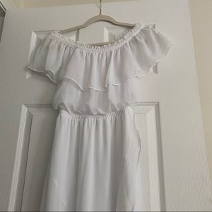 Express White Flowy Off the Shoulder Dress